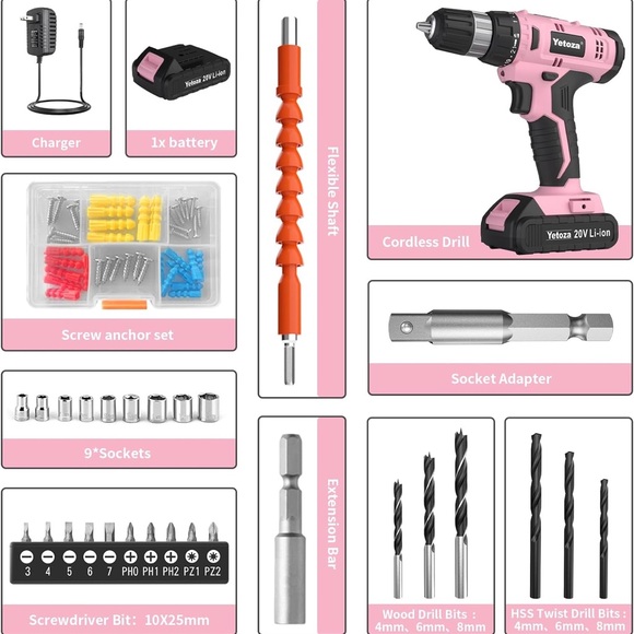 Yetoza Cordless Drill Tool Kit DC-7420A - Picture 2 of 4